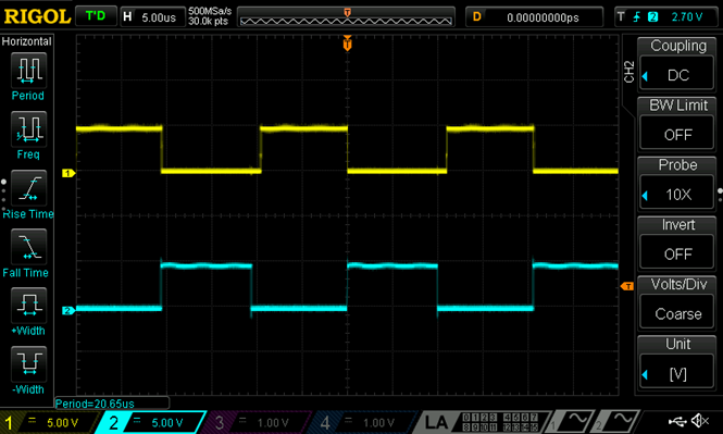 Figure 13. Period of the Schmitt Trigger Oscillator &ndash; 20.65 us.png