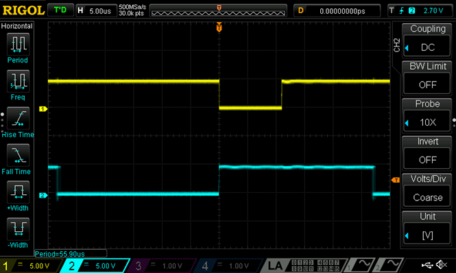 Figure 15. Period of the Schmitt Trigger Oscillator &ndash; 55.9 us.png