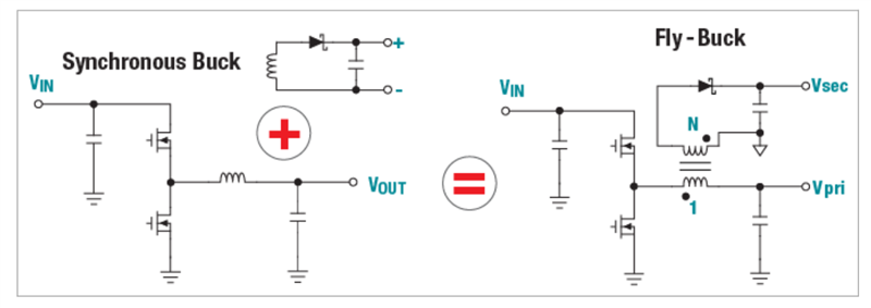 Figure 1_Synchronous buck converter to a Fly-Buck converter.png-800x0.png