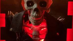 Flaming Ghost Rider Wall Bust Lighting Test