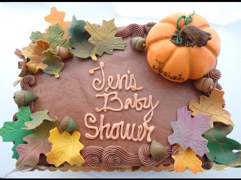 Fondant Fall Leaves &amp;amp; Acorns | Baby Shower Cake