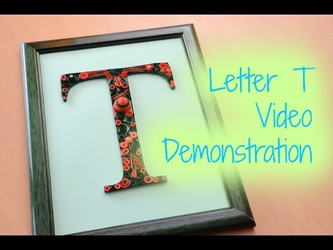 Framed Paper Quilling Letter T - Orange and Green