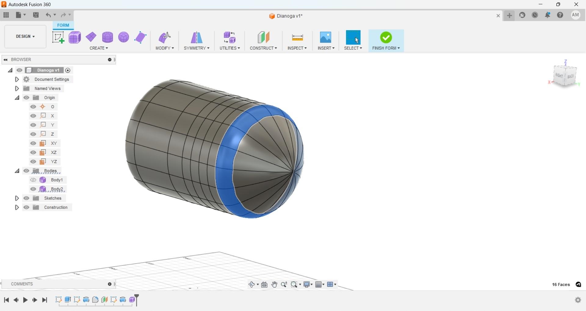 Fusion Free Form Eye Cylinder Modify Hide Body Select Faces.jpg