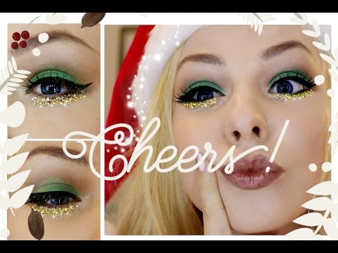 GOLDEN GLITTER GREEN CHRISTMAS MAKEUP TUTORIAL