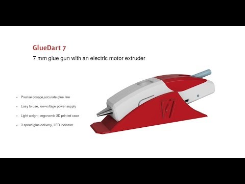 GlueDart 7. Glue gun with an electric motor extruder