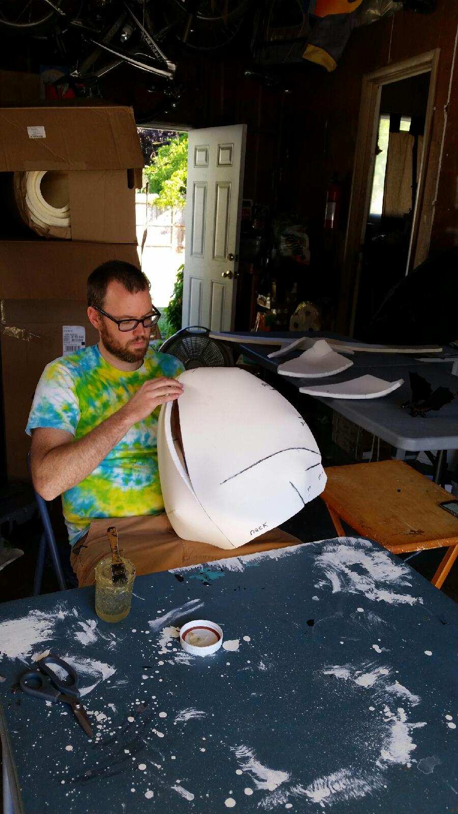 Gluing the top o' the head with laser precision Day 5.jpg