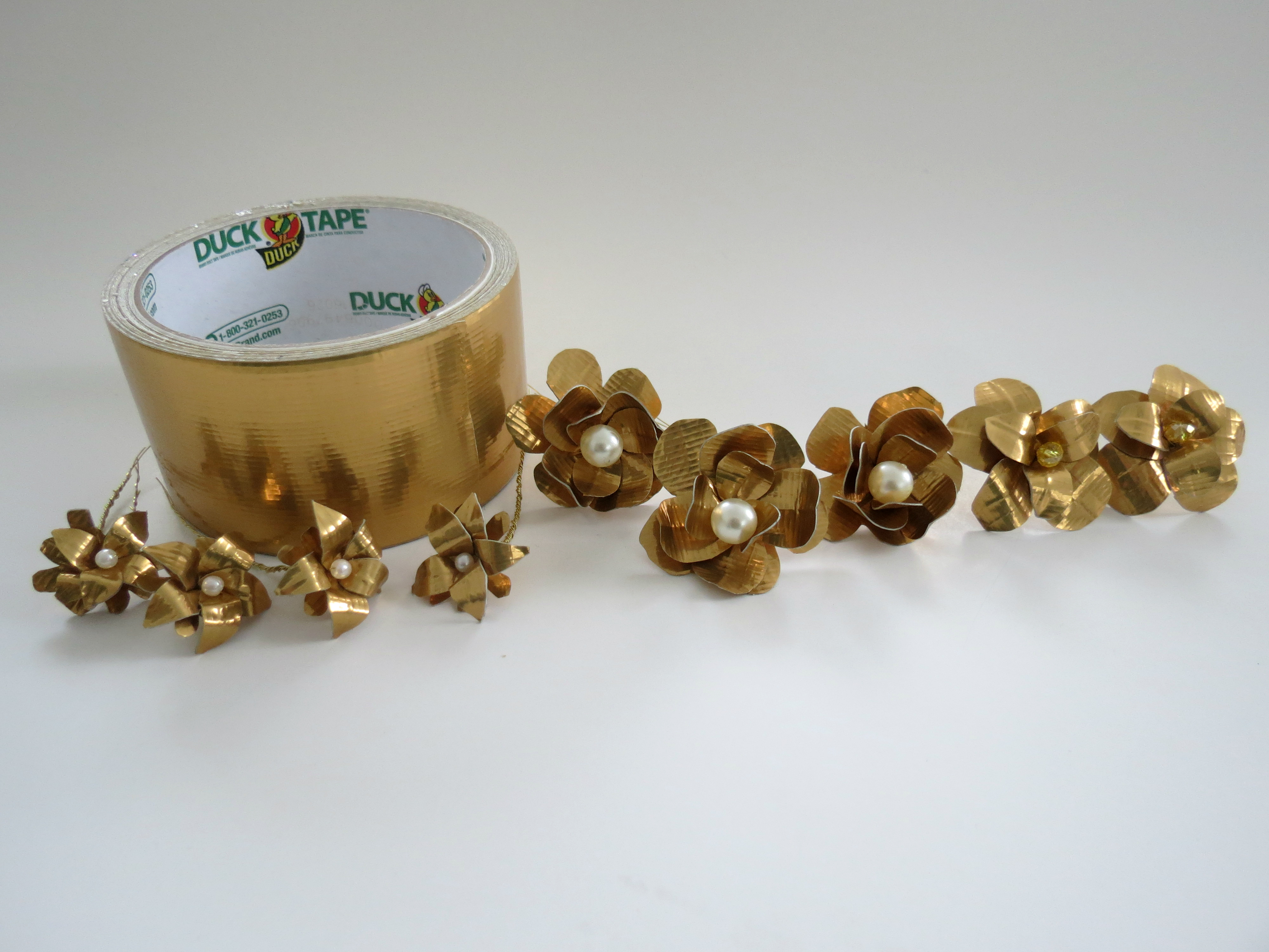 Gold Duct Tape Flower Headband 03.jpg