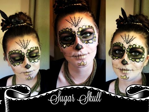 Gold and Black Sugar Skull Tutorial | Last Minute Halloween Look!