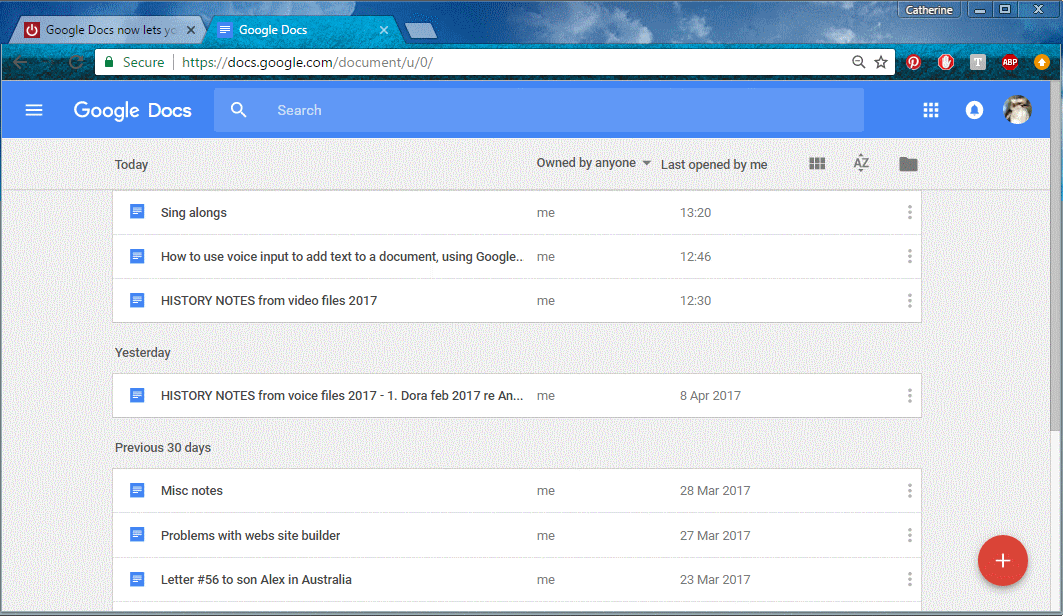 Google Docs- list of docs, red button to open new doc.gif