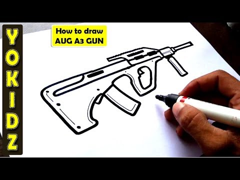 HOW TO DRAW AUG A3 GUN FROM PUBG