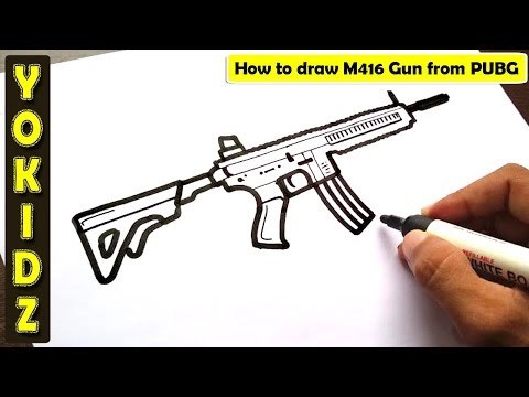 HOW TO DRAW PUBG GUN M416 - Speed Drawing