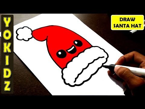 HOW TO DRAW SANTA HAT EASY