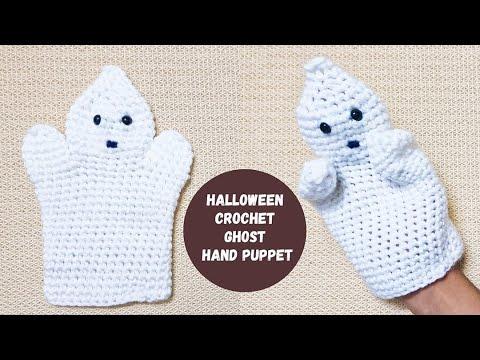 Halloween Crochet Ghost Hand Puppet Part of The 2024 Halloween Crochet Along