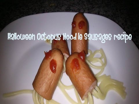 Halloween Octopus Noodle Sausages recipe