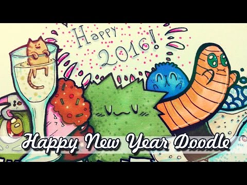 Happy New Year ~ 2016 Kawaii Doodle