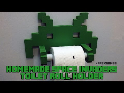 Homemade Space Invaders Toilet Roll Holder