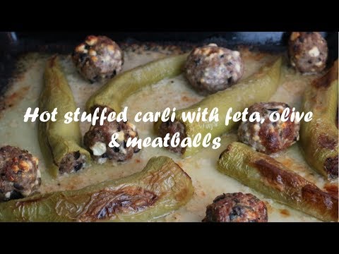 Hot stuffed carli with feta, olive &amp;amp; meatballs recipe