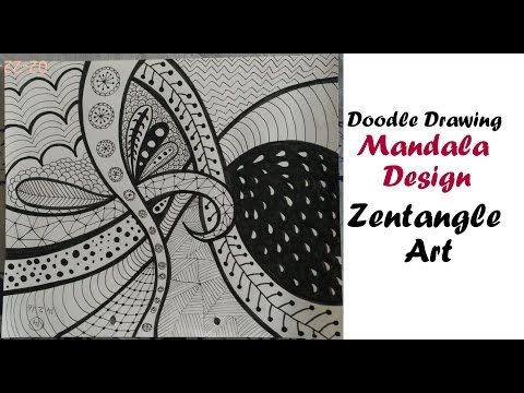 How To Draw Zentangle Design Mandala Art For Beginners, Easy Tutorial Doodle Drawing step by step