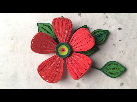 How To Make Beautiful Red Flower Design Using Paper Art Quilling | Hibiscus Paper Flower