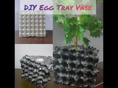 How To Make Egg Tray Vase-Easy Vase-Plaster Of Paris Vase-Egg Tray Work