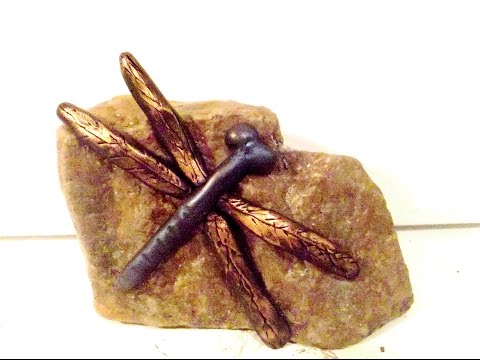 How To Sculpt A Dragonfly On A Rock In Polymer Clay