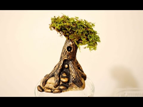 How To Sculpt A Polymer Clay Fairy Tree House - Time Lapse 4X