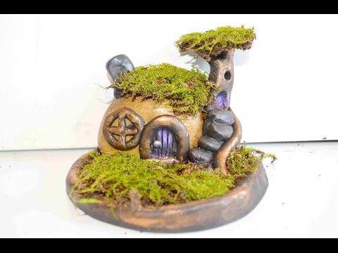 How To Sculpt A Stone Fairy House and Moss Garden With Polymer Clay