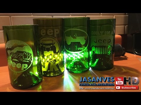 How to Create a Glass out of a Wine Bottle and Engrave Jeep Logo. DIY-Do It Yourself-Step by Step