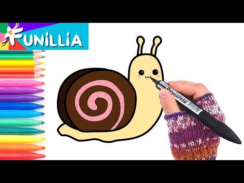 How to Draw a Cute Snail Jelly Roll | Fun &amp;amp; Easy Coloring Page for Children | Art Tutorial for kids