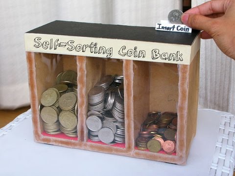 How to Make Coin Sorter Machine ATM (DIY video tutorial -  Coin Sorting Piggy Bank) 2016