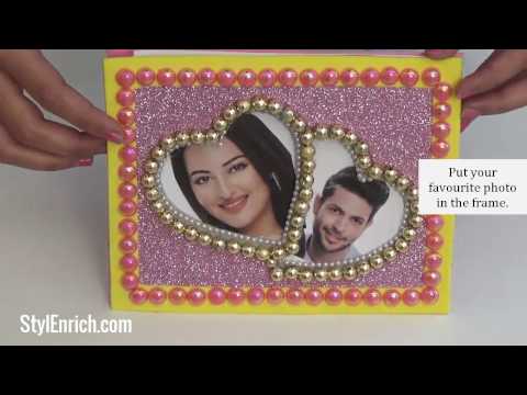 How to Make Heart Shaped DIY Photo Frame from Cardboard | DIY Valentines Gift Ideas