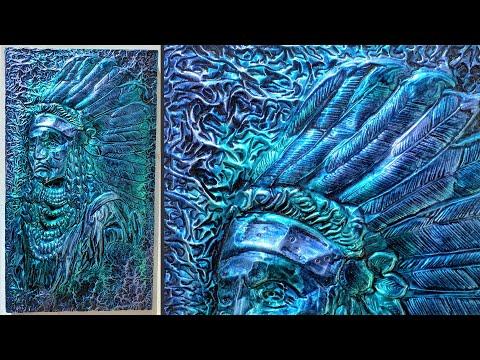 How to Make Red Indian Embossed Painting|Metal Art