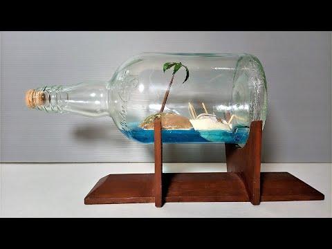 How to Make Resin Beach Bottle|Miniature Tree Art|DIY Cardboard Boat