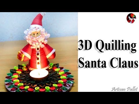 How to Make Santa Claus with Quilling paper| DIY Christmas Room Decor ideas with 3D Quilling Santa