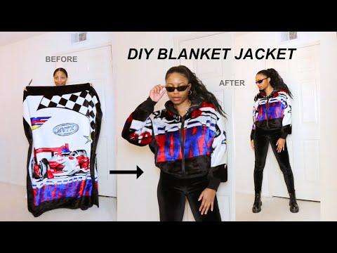 How to Make a DIY Blanket Jacket (No Pattern Needed!) | Sewing Tutorial + Thrift Flip