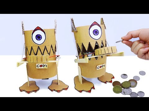 How to Make a Robot(Monster) that Eats Coins from Cardboard | Diy Robot Bank