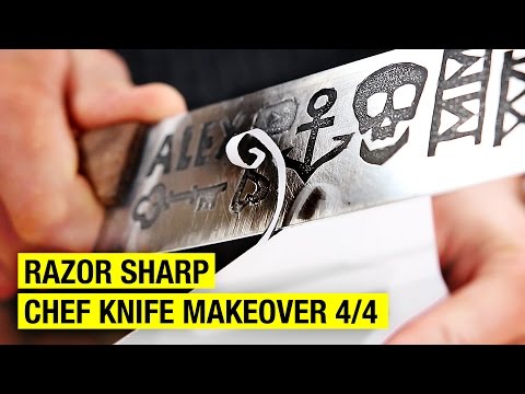 How to Sharpen a Chef Knife ! Chef Knife Makeover 4/4