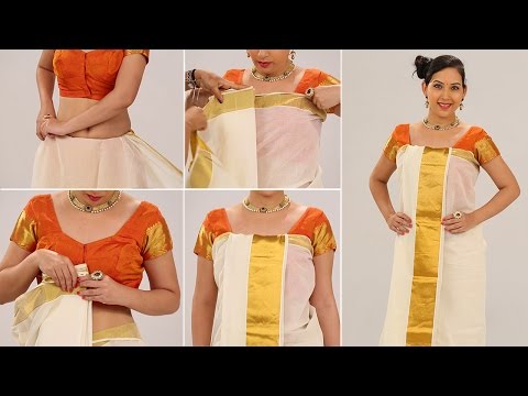 How to Wear Kerala Style Saree Step By Step - Settu Mundu - Quick Sari Draping Tutorial