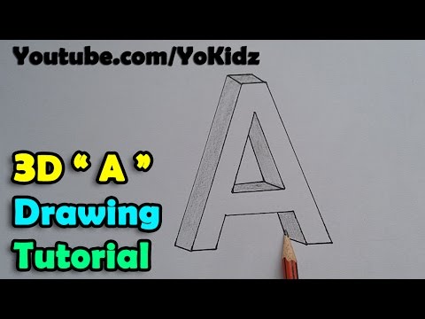 How to draw 3D drawing of letter A