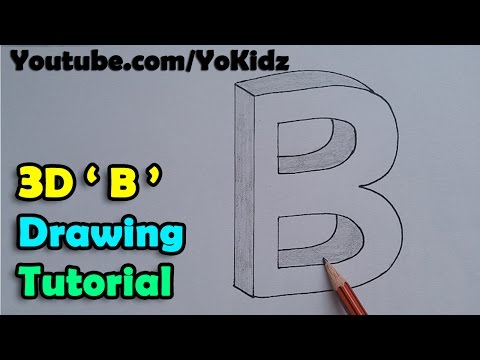 How to draw 3D drawing of letter B