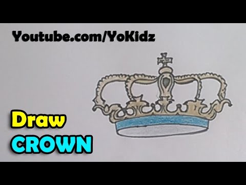 How to draw a Crown step by step for kids