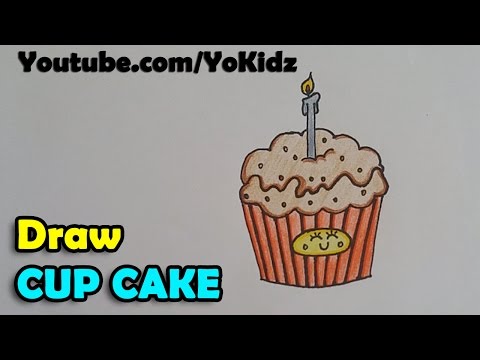 How to draw a cupcake for kids - Step by step