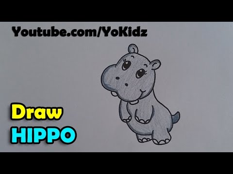 How to draw hippopotamus /  hippo cartoon for kids