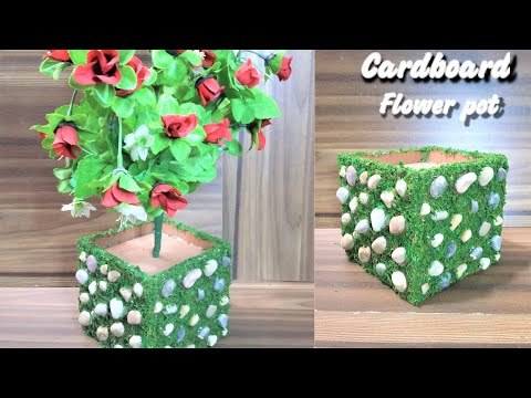 How to make Flower Pot from Cardboard|Pebbles Cardboard Flower Pot