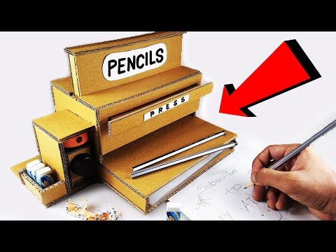 How to make Pencil Dispenser Sharpener Machine from Cardboard DIY at Home