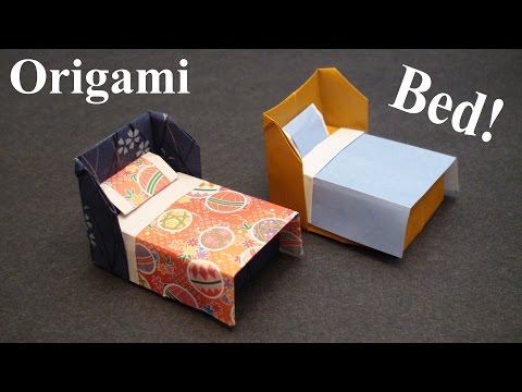 How to make a Doll House Bed with Bedding Origami (Paper craft) - TCGames [HD]!