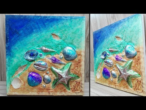 How to make embossed Sea Shell Painting | Beach Painting