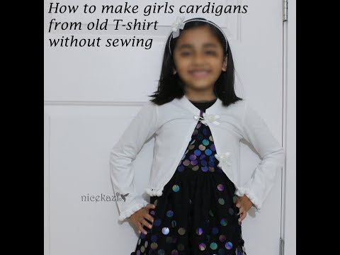 How to make girls cardigans from old T-shirt without sewing :DIY cardigans