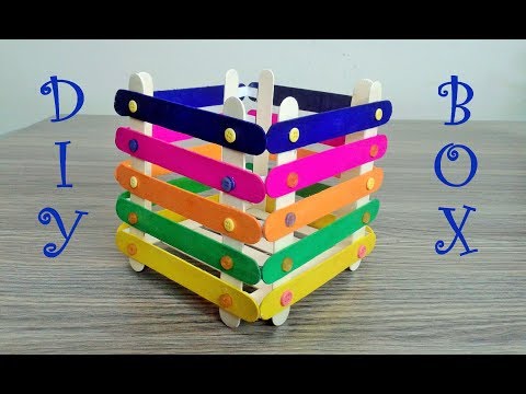 How to make ice cream sticks box - DIY Ice cream sticks pot