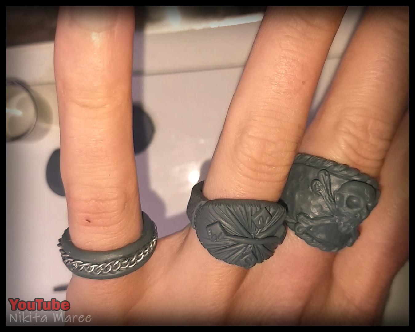 How to make jewellery rings from polymer clay. Clay sculpting tutorial pirate rings (24).jpg